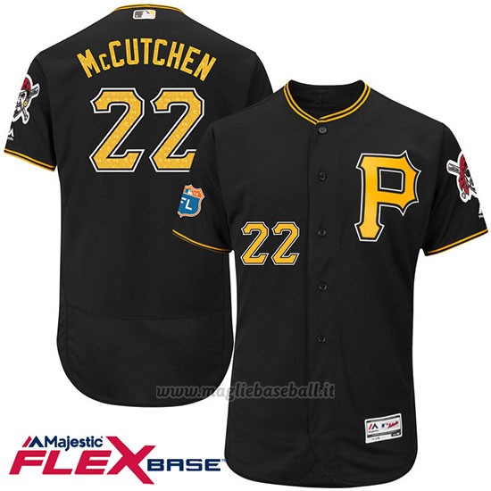 Maglia Baseball Uomo Pittsburgh Pirates Andrew Mccutchen 27 Nero Flex Base Autentico Collezione On Field Allenamento Primaverile